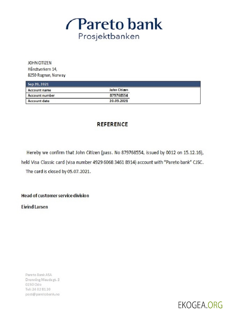Référence Norvège , Pareto , closure